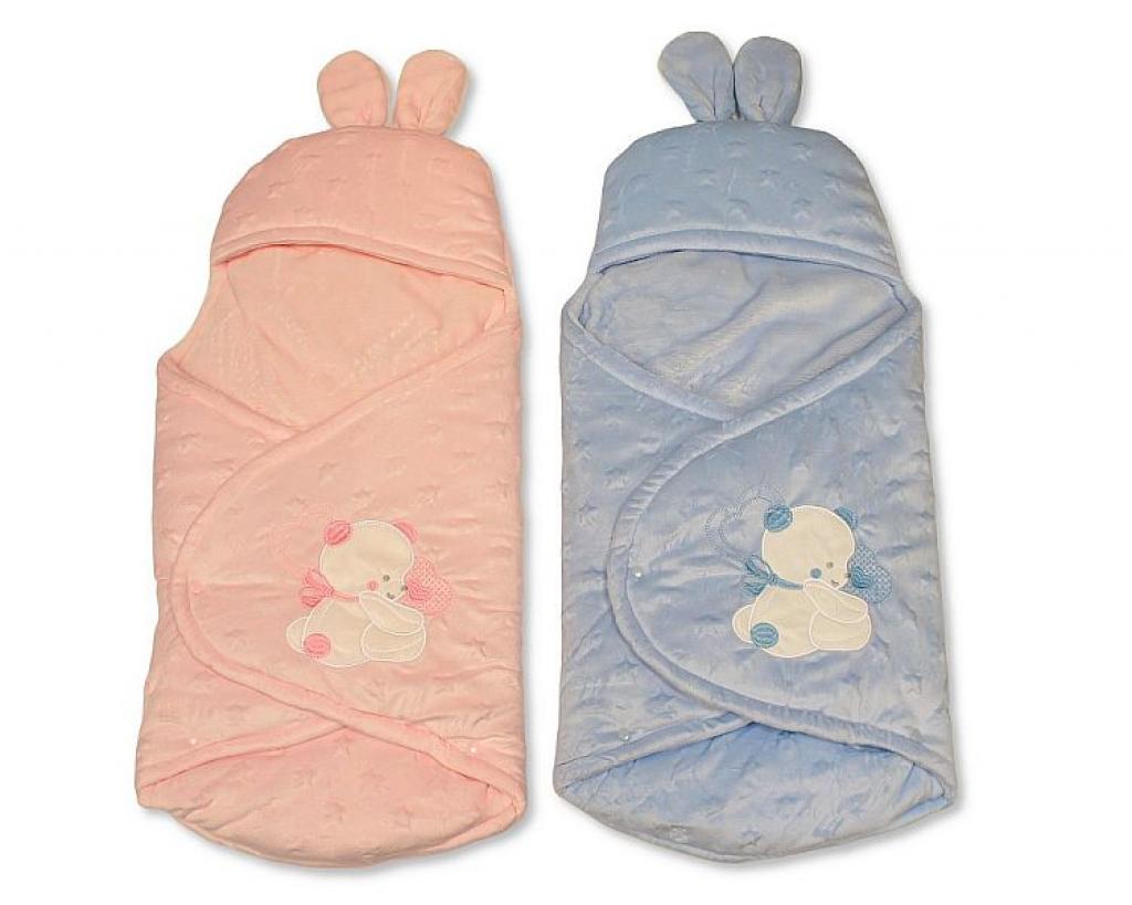 Snuggle Baby SB18-0141 Pink = 5035320401423, Sky = 5035320601427 SB18-0142 Star Embossed "Bear" Swaddle (choose)