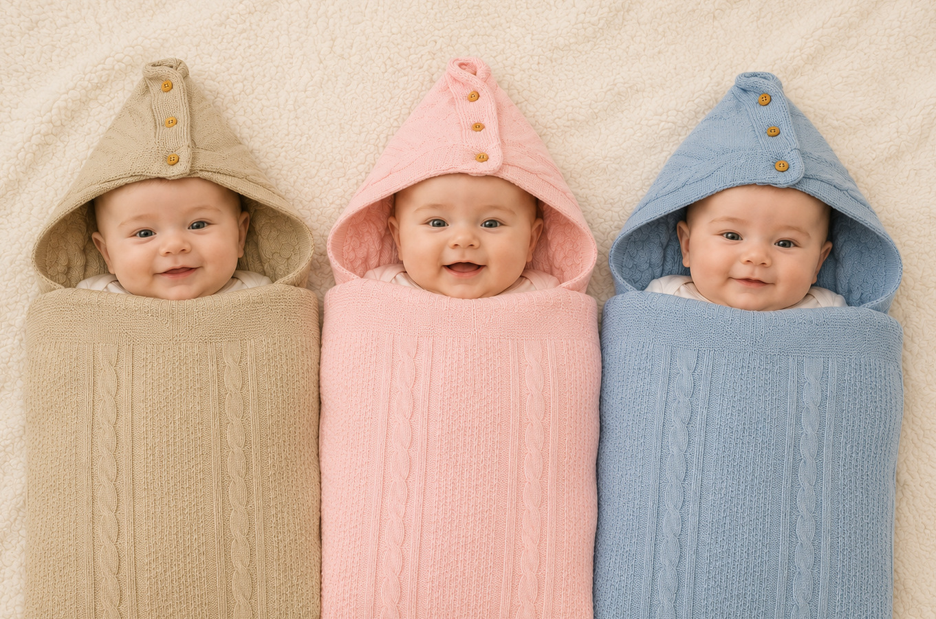 Snuggle Baby   SB18-0146A Knit baby nest with Pom Pom (Choose)