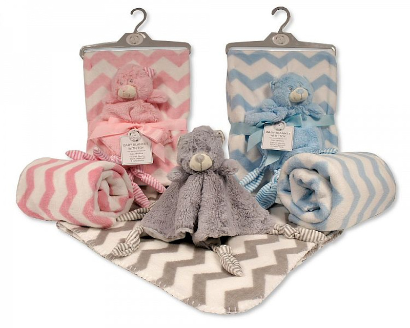 Snuggle Baby GP-25-0974G 5035320279749 SB25-0974G Grey Zigzag Blanket with "Teddy" Comforter