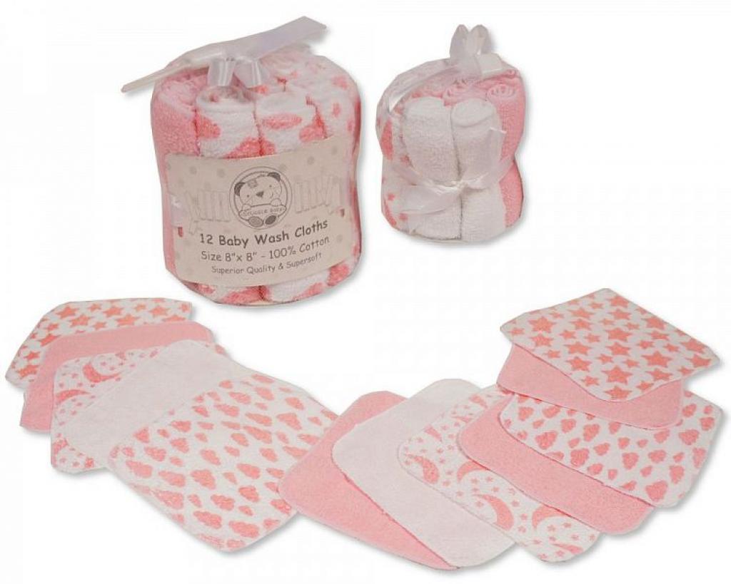 Snuggle Baby GP-25-1056S 503532062556 0 SB25-1056/55P 12 Piece PinkWash Cloth Set PARTPACK