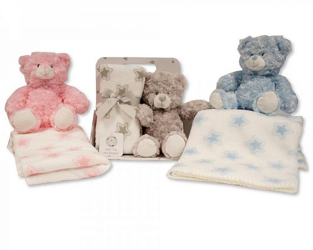 Snuggle Baby GP-25-1055S/P/G 5035320410555 SB25-1055 "Teddy" Blanket and Toy (choose colour)
