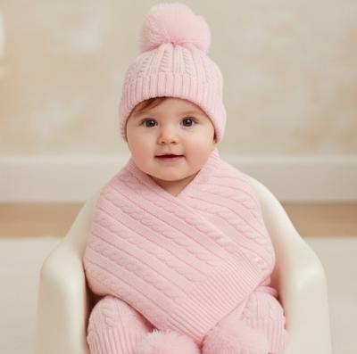 SB25-1219-P Pom Pom Wrap and Hat Set