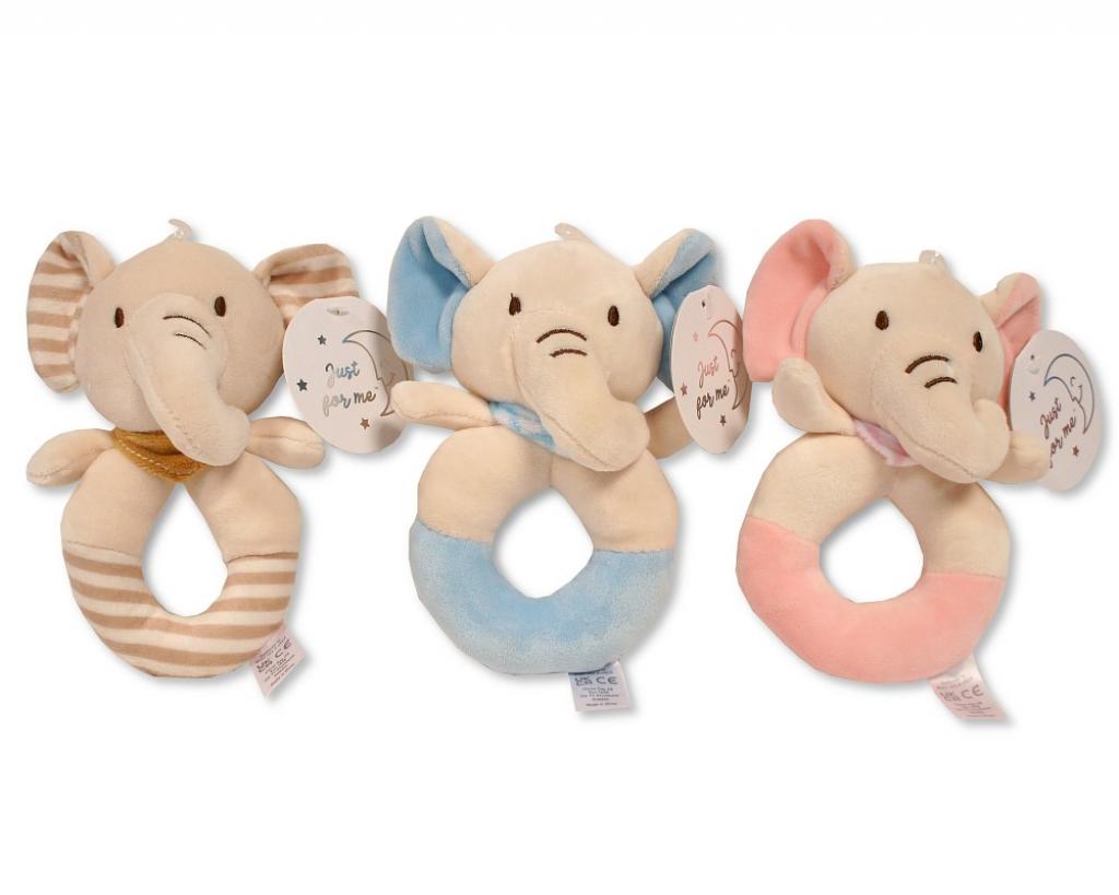 Snuggle Baby GP-25-1251 5035320612515 SB25-1251 Plush Elephant Ring Rattle (Choose Colour)