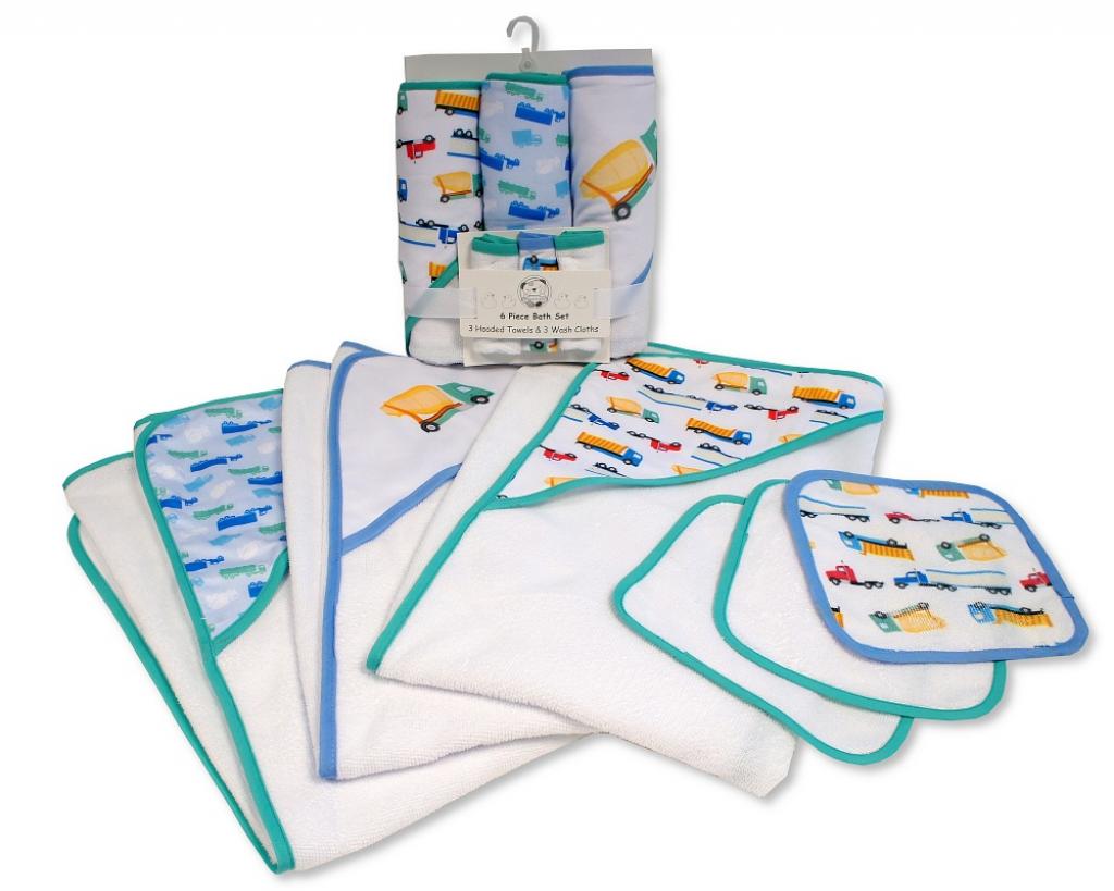 Snuggle Baby GP-25-1276S 5035320625768 SB25-1276S "Vehicles" Hooded Towel and Wash Cloths Set