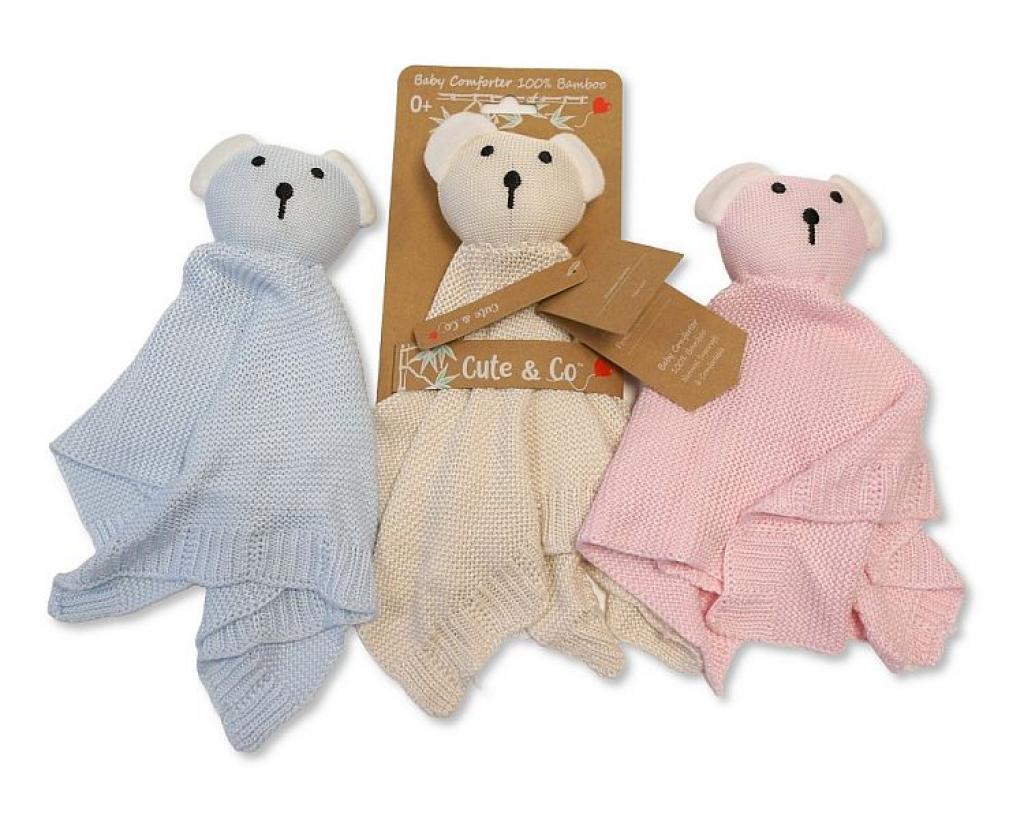 Cute & Co GP-25-1283 Pink = 5035320425832, Blue = 5035320625836, Taupe = 5035320225838 CC25-1283 Knitted Bamboo "Teddy" Comforter (Choose Colour)