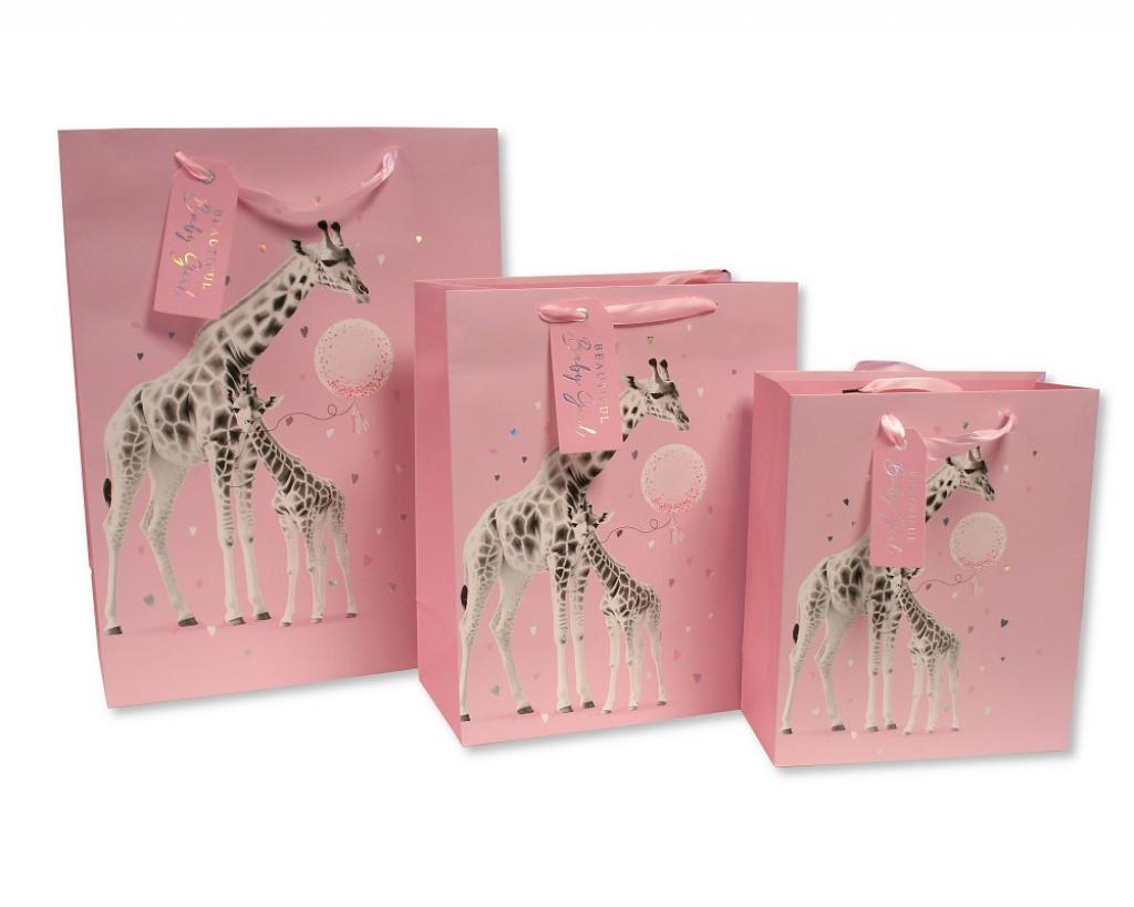 Snuggle Baby SB25-1285P * SB25-1285P Pink Blue Giraffe Gift Bag