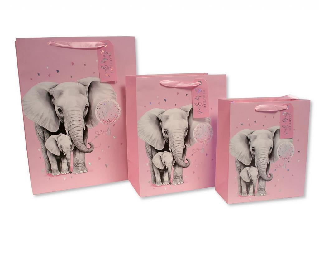 Snuggle Baby SB25-1286P * SB25-1286P Elephant Pink Gift Bag