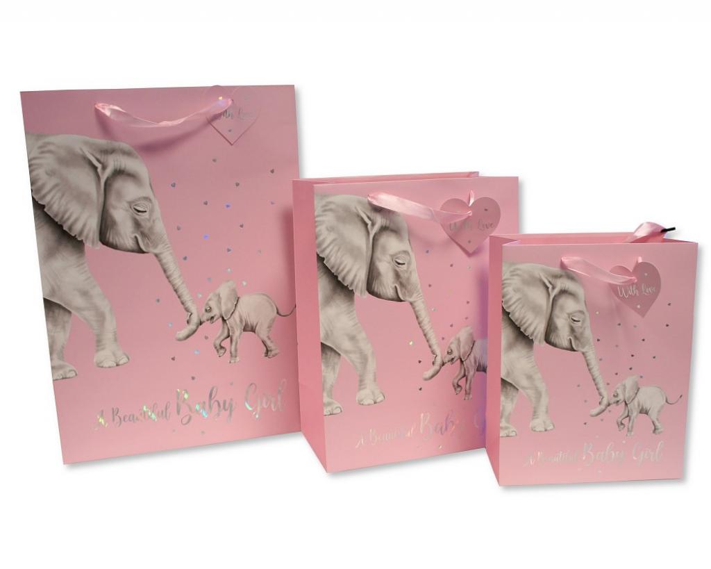 Snuggle Baby SB25-1287P * SB25-1287P Elephant Pink Gift Bag