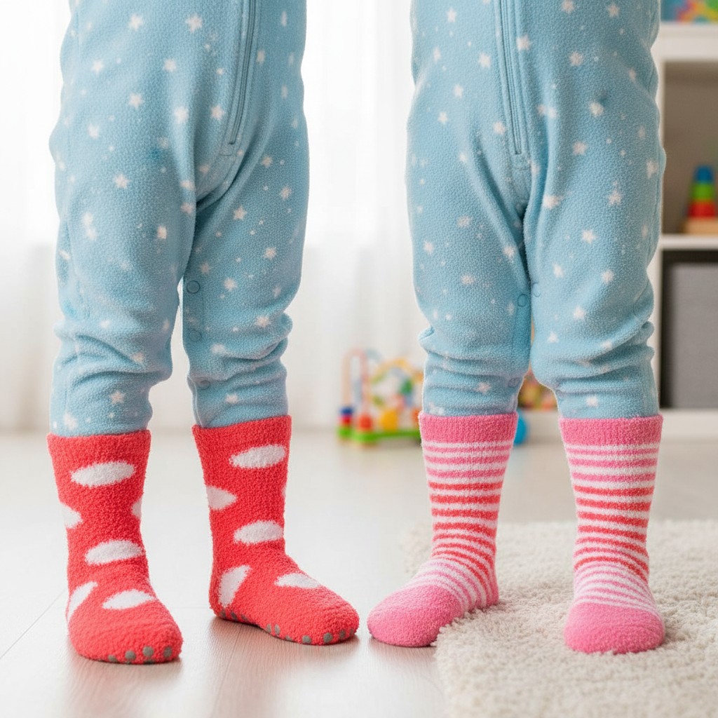 Street Essentials 43B828 5056188245509 SE43B828P Pink Two Pairs Cosy Socks with Grippers (6-3.5)