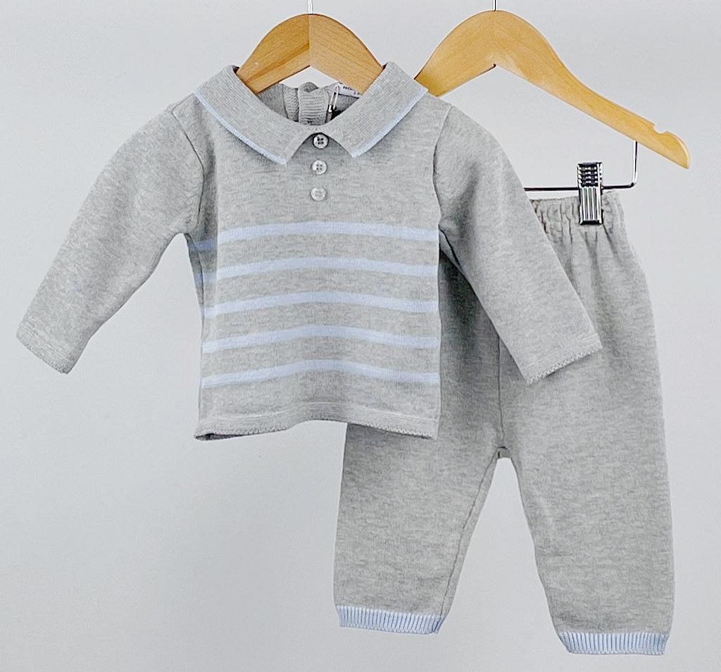 Samli Baby   SM1006-G Grey Stripe Knit Two Piece  (3-24 months)