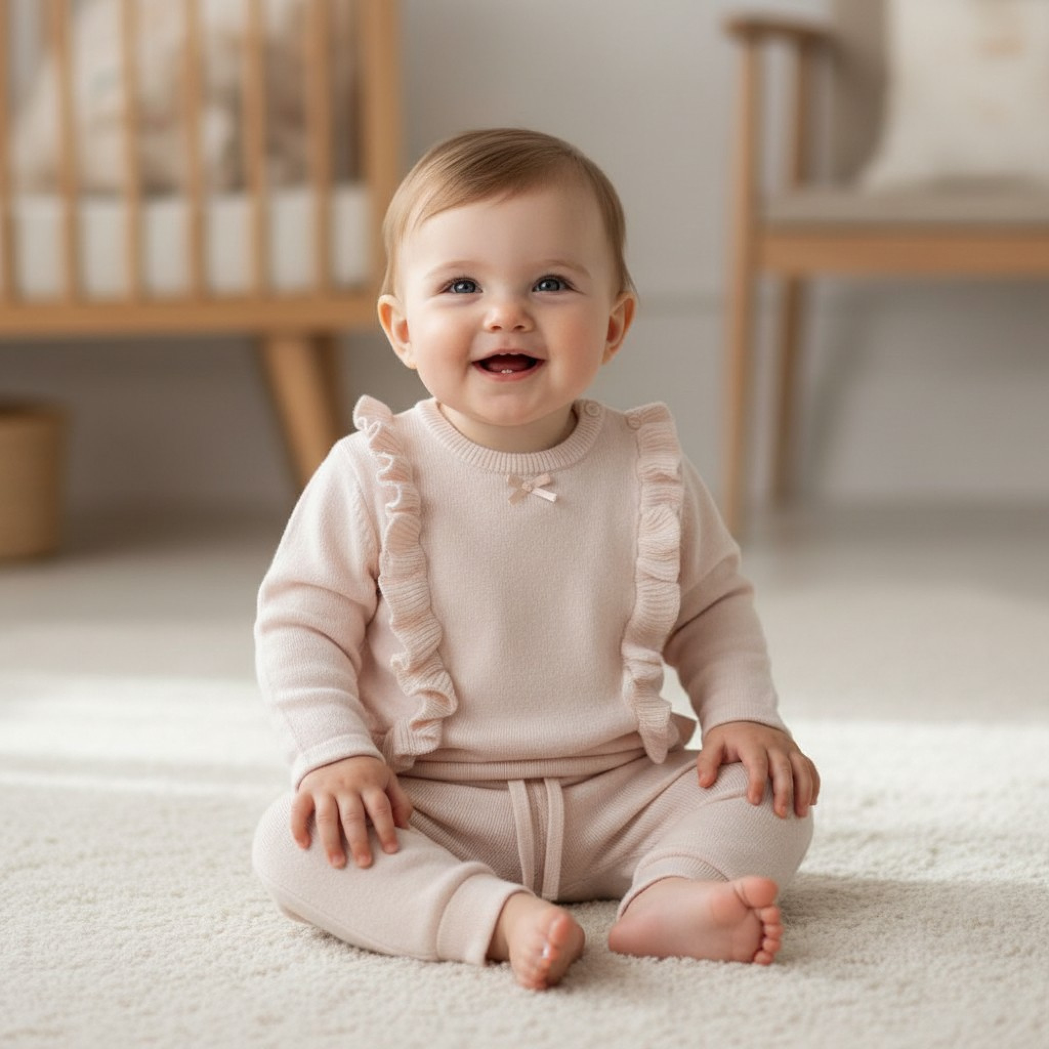 Samli  Premium Collection China * SM6832Bi Biscuit Frilled Knitwear (0-12 months)