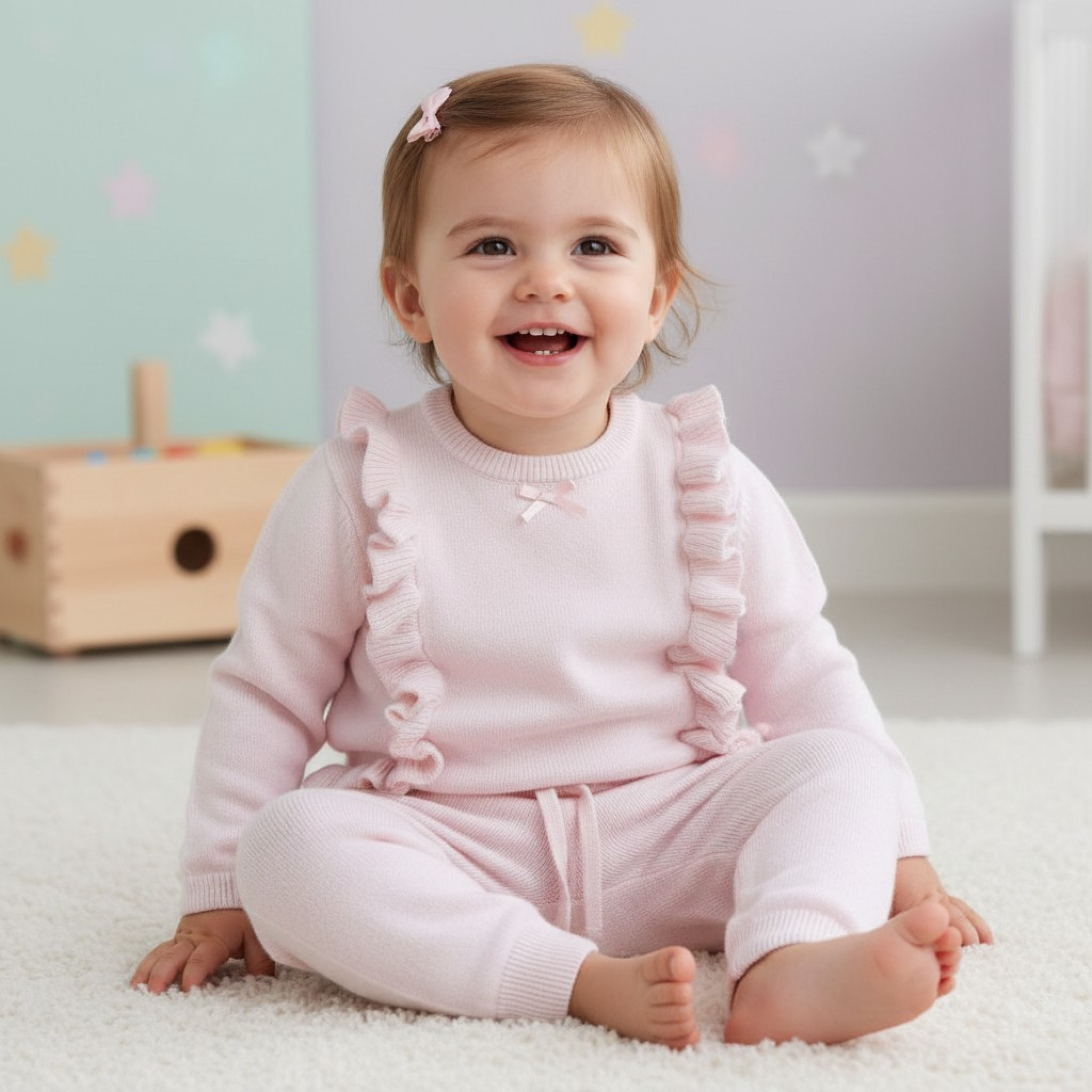 Samli  Premium Collection China * SM6832P Pink Frilled Knitwear (0-12 months)