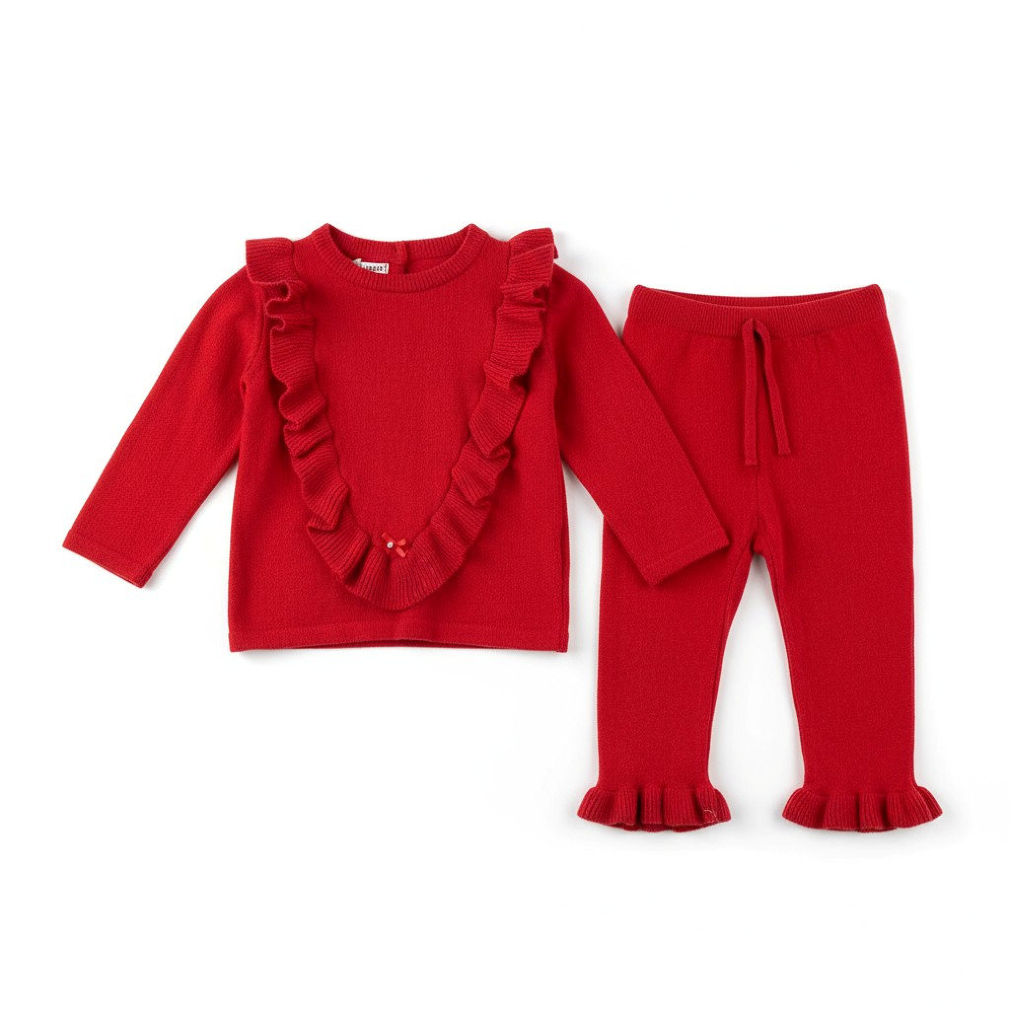 Samli  Premium Collection China * SM6855-R Red Frilled Knitwear (0-12 months)