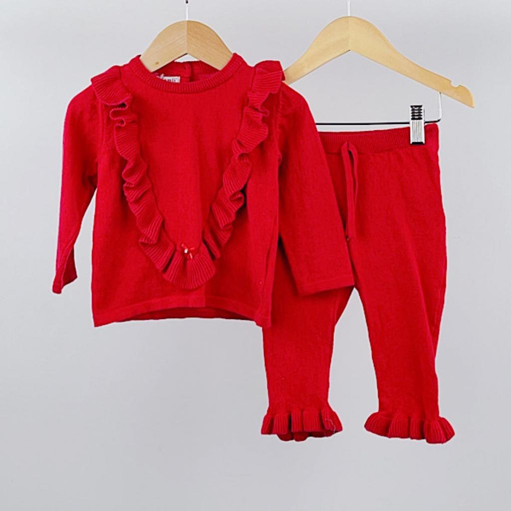 Samli  Premium Collection China * SM6855_R Red Frilled Knitwear (0-12 months)
