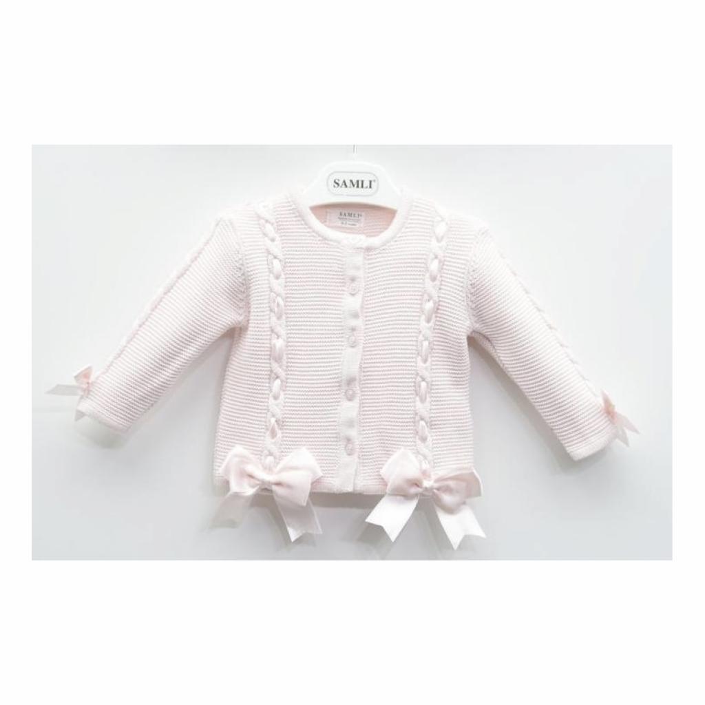 Samli  Premium Collection China * SM6906-P Pink Woven cardigan (0-24 months)