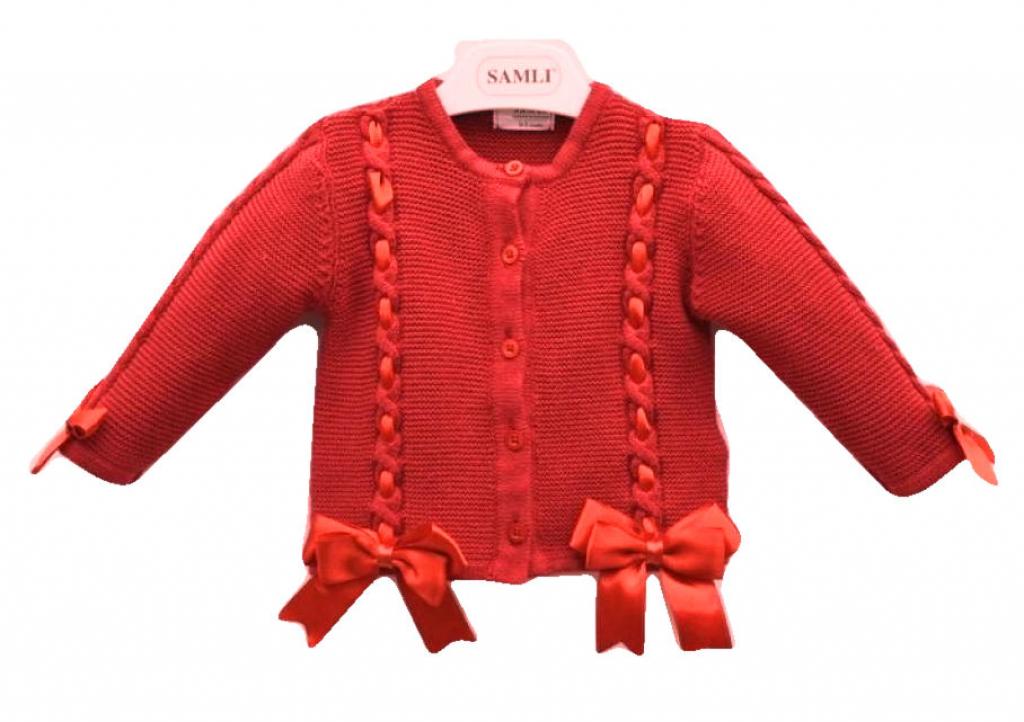 Samli  Premium Collection China * SM6906-WR Red Woven cardigan (0-24 months)