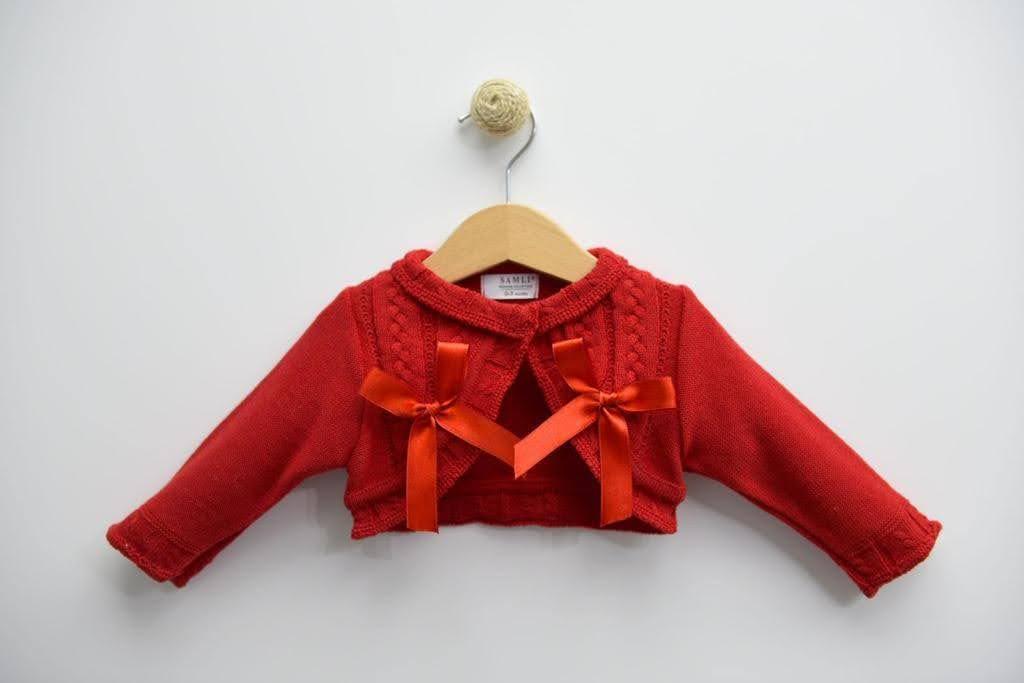 Samli  Premium Collection China * SM6907-BR Red Braid cardigan (0-24 months)