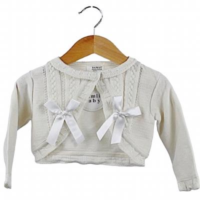 Samli  Premium Collection China * SM6907-C Cream Braid cardigan (0-24 months)