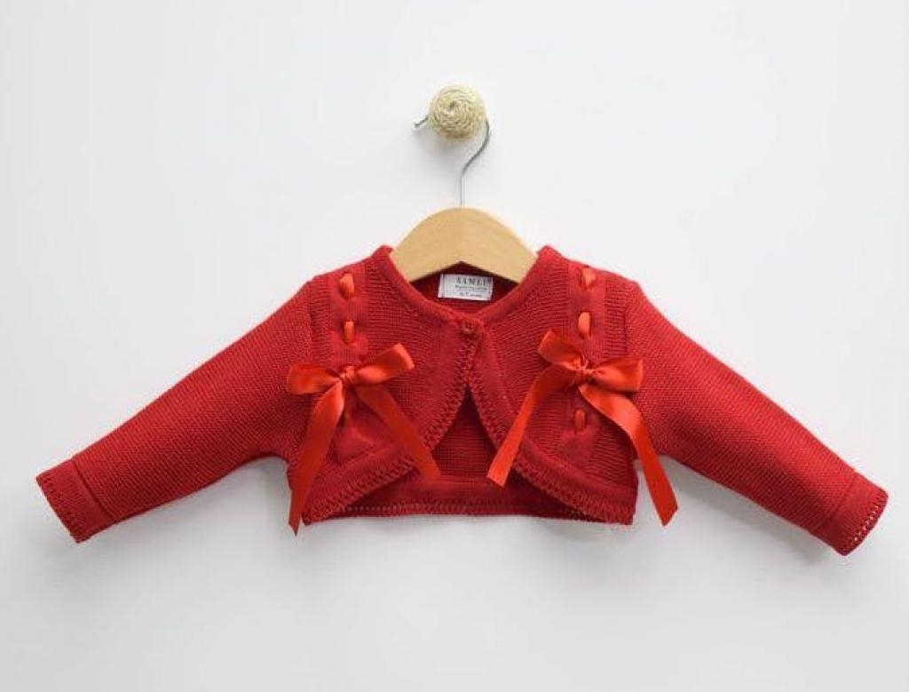 Samli  Premium Collection China  SM6908-R Red Ribbon cardigan (0-24 months)