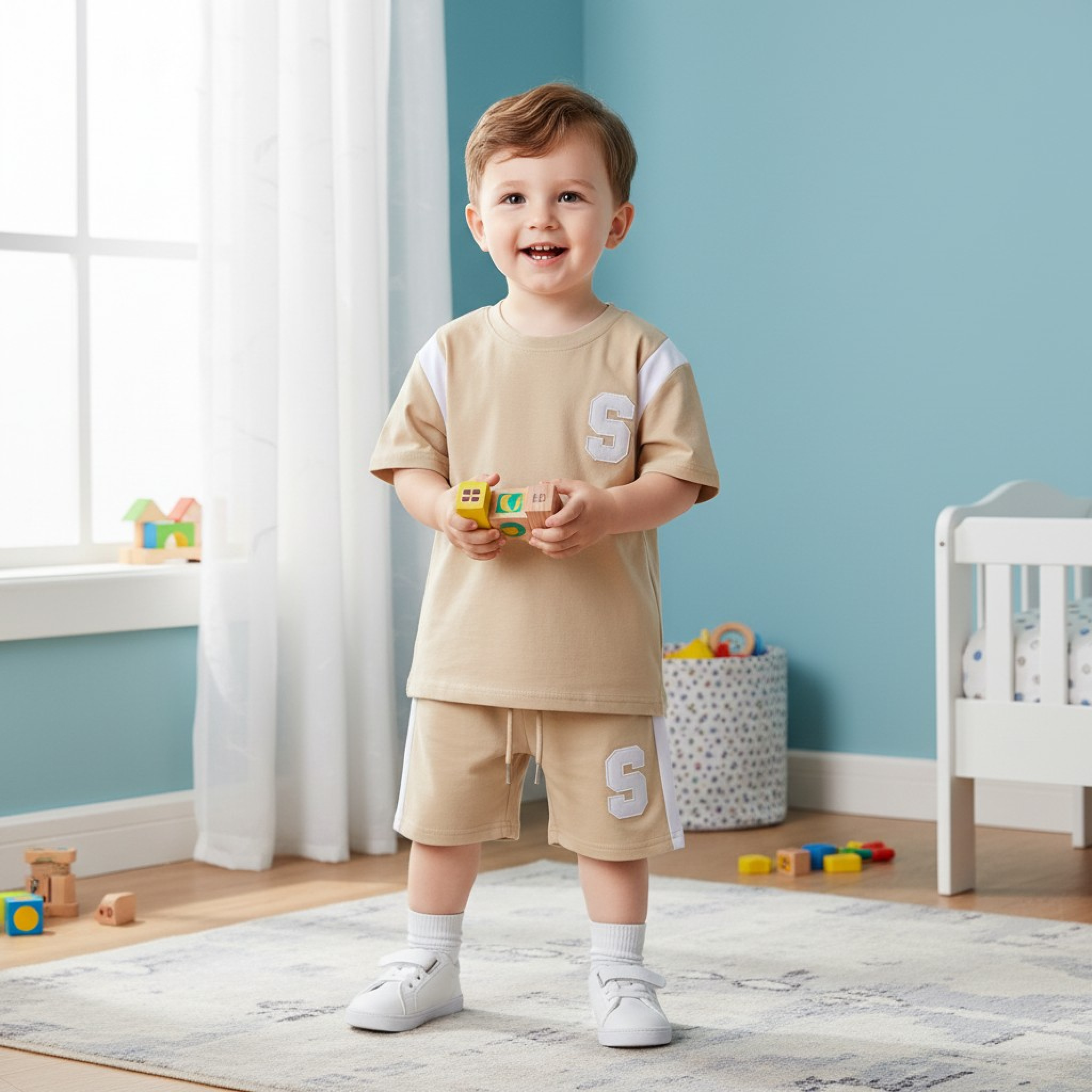 Samli  Premium Collection   SMYG216-BE  Shorts Set ( 12-24 months)