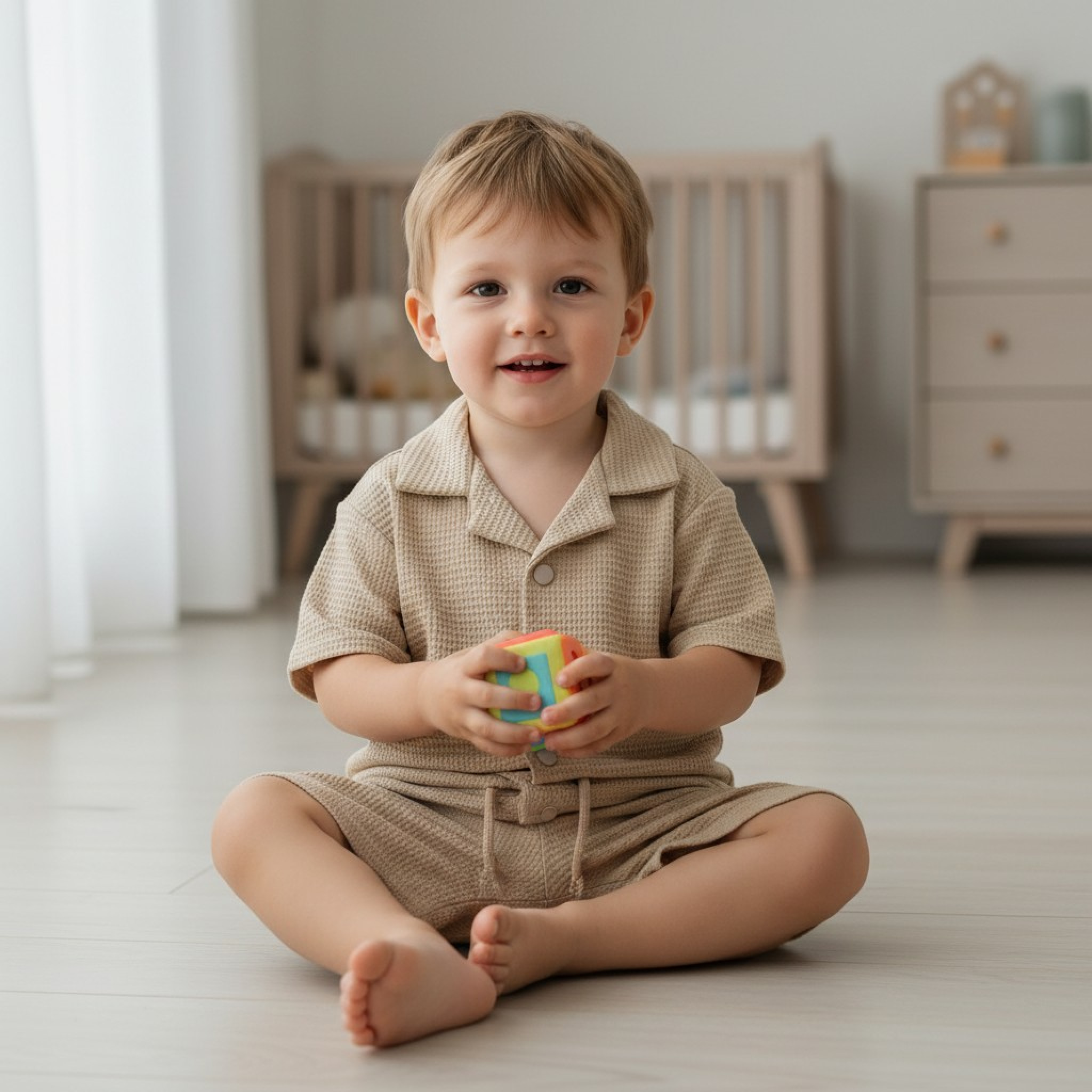 Samli  Premium Collection   SMYG7036-BI  Waffle Shirt & Shorts Set ( 12-24 months)