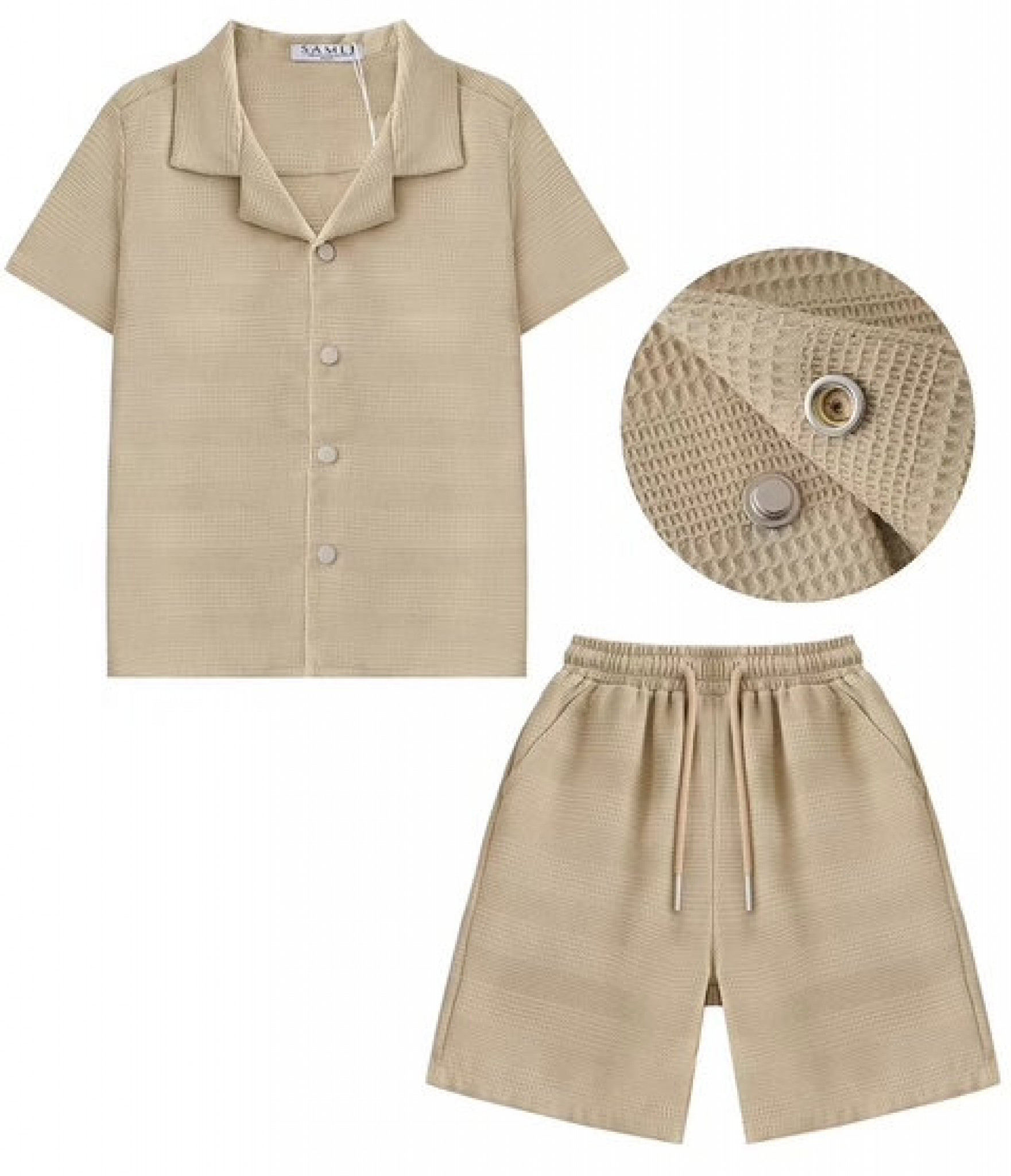Samli  Premium Collection   SMYG7037BI  Waffle Shirt & Shorts Set ( 12-24 months)