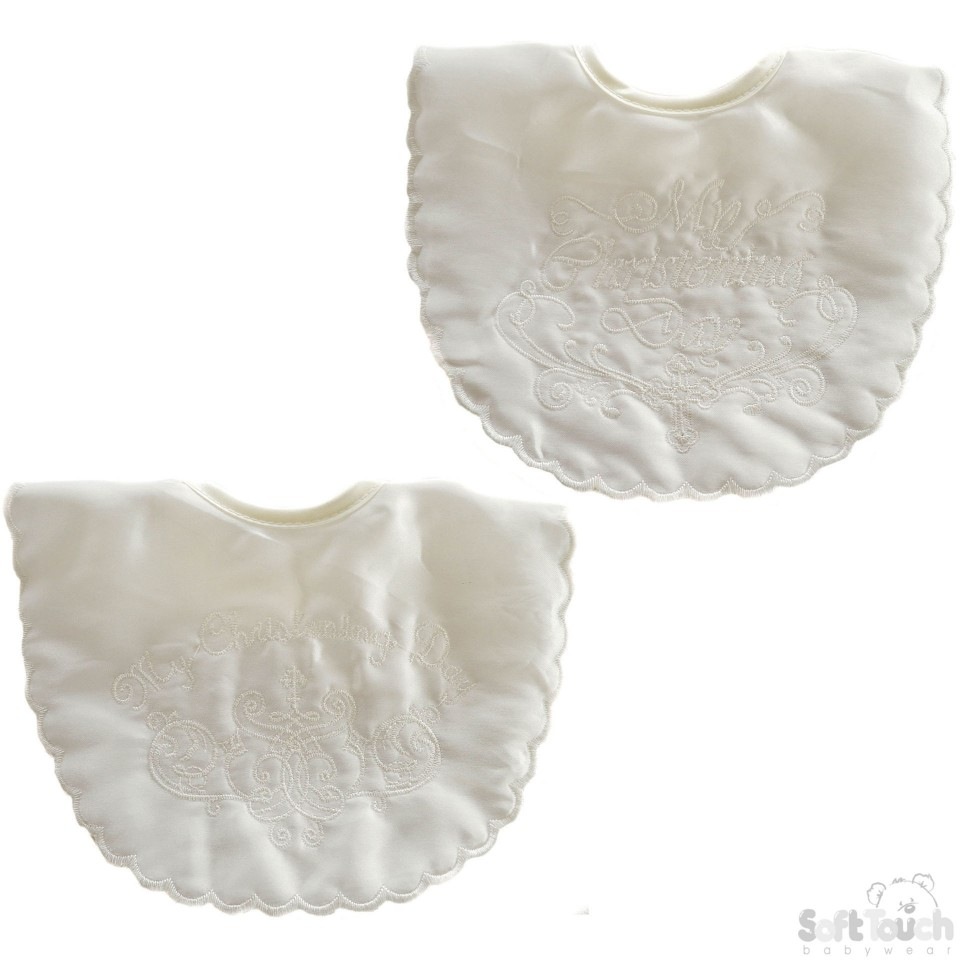 Soft Touch  5023797201462 ST5172 Ivory Satin Christening bib