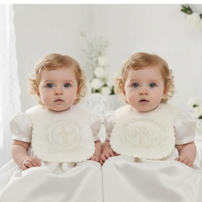 ST5176-Cr  Cream Satin Christening bib 