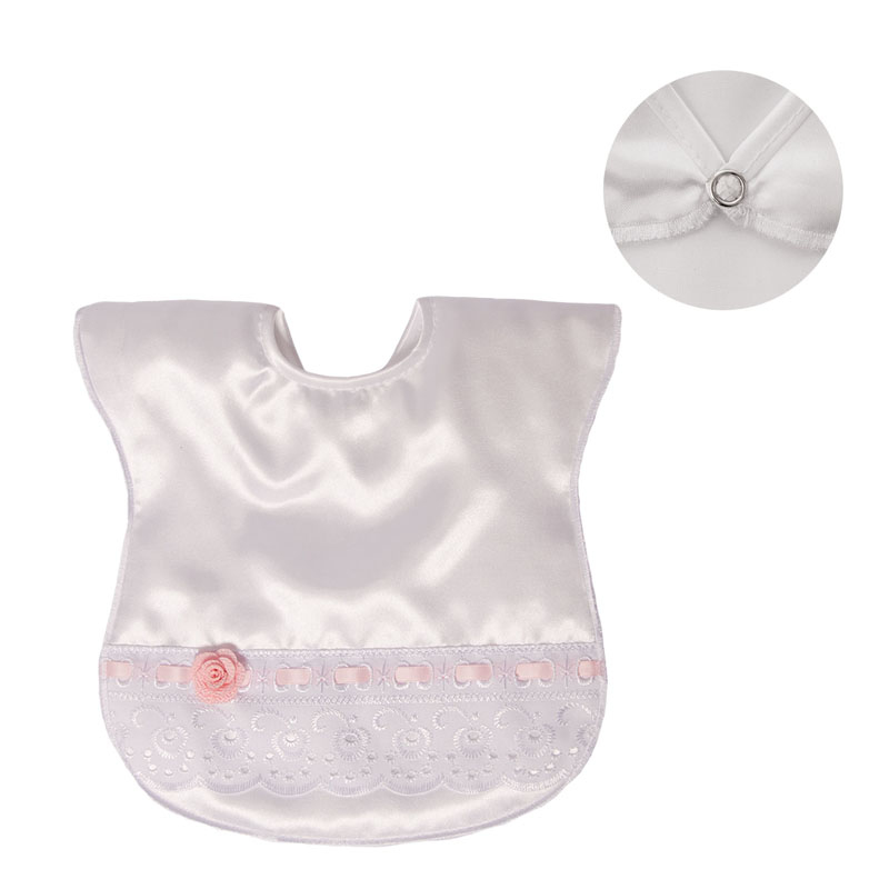 Soft Touch P5183-P 5023797201875 ST5183-P Satin Bib with lace and rose