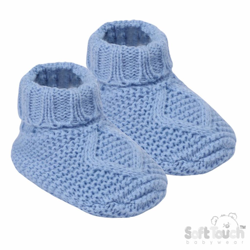 Soft Touch   STABO14-BB Blue Elegance  Chain Knit Booties ( NB 12 months)