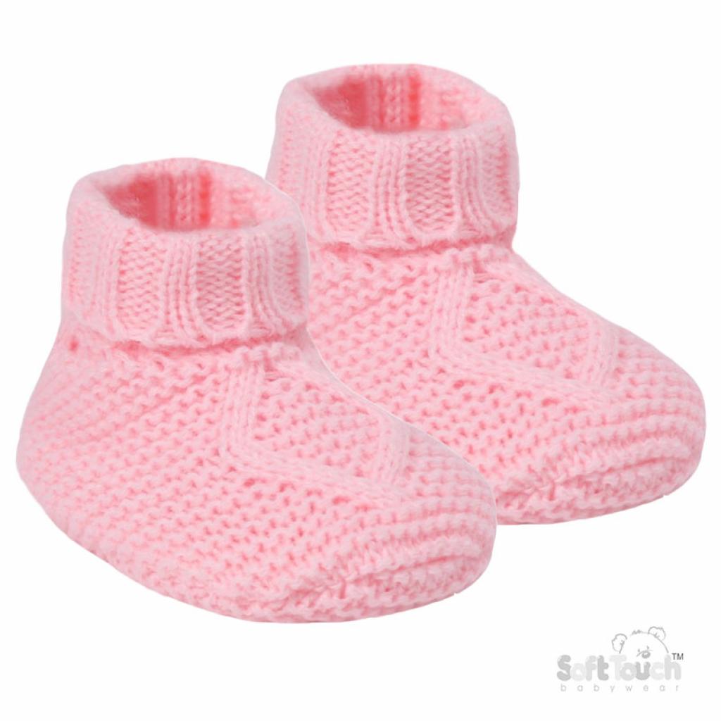 Soft Touch   STABO14-BP Pink Elegence Chain Knit Booties (NB - 12m)
