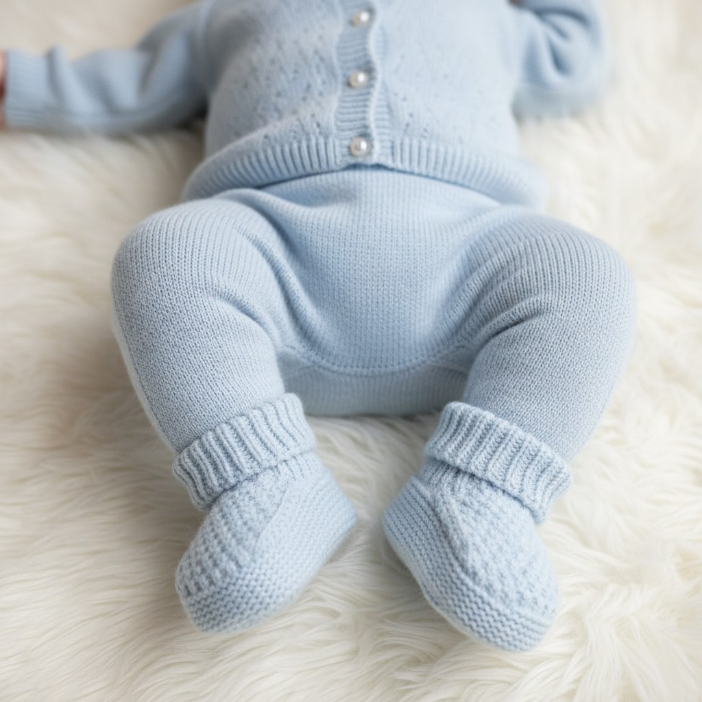 Soft Touch  5023797319006 STABO712-BB Blue Elegance Ribbed Bootees (NB-6 months)