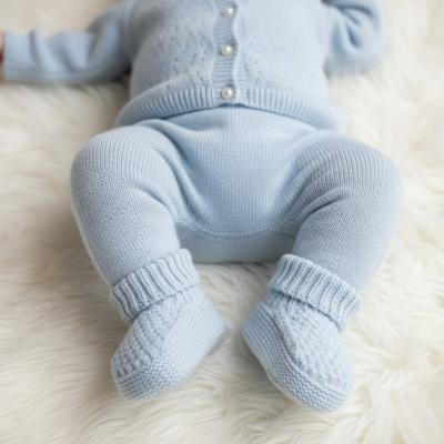 STABO712-BB  Blue Elegance Ribbed Bootees  (NB-6 months)