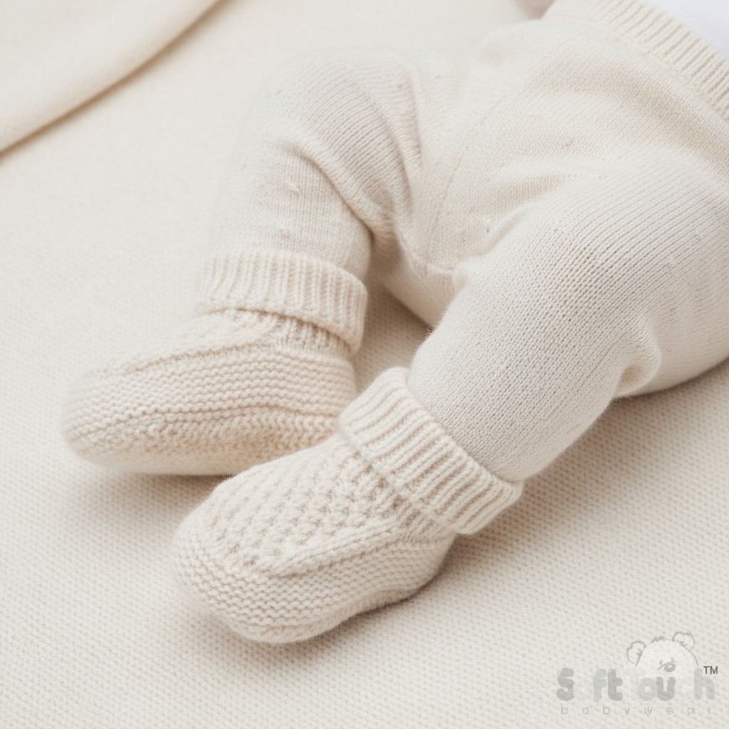 Soft Touch  5023797319020 STABO712-BCOF Coffee Elegance Ribbed Bootees (NB-6 months)