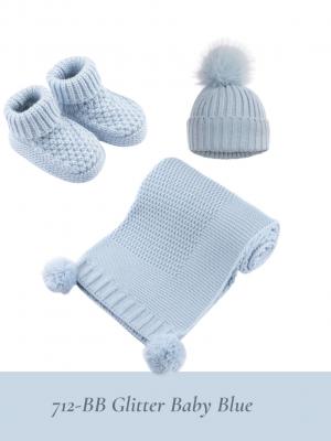 Soft Touch 5023797319006 STABO712-BB Blue Elegance Ribbed Bootees (NB-6 months)