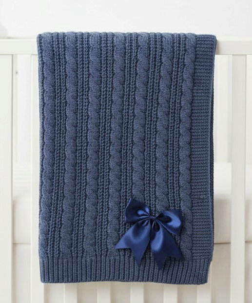 Soft Touch 4ABP16-DP 5023797315473 STABP16-SB Deluxe Steel Blue Cable Knit Wrap with Bow