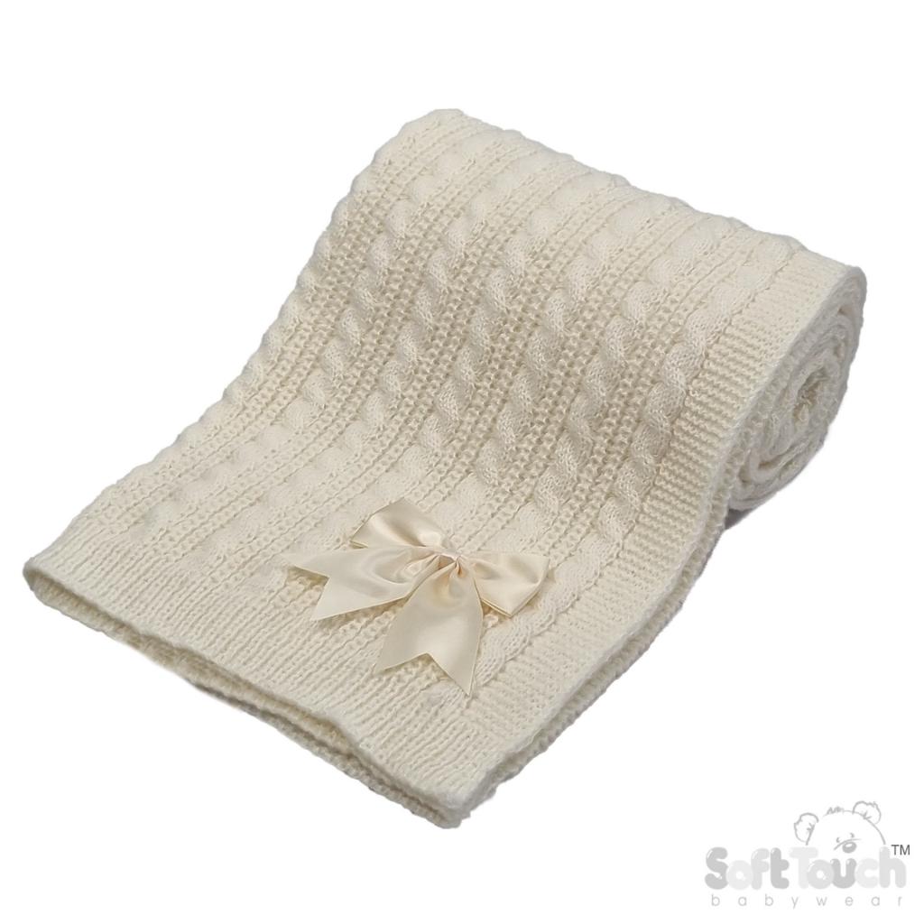 Soft Touch 4ABP16-C 5023797315442 STABP16-C Deluxe Cream Cable Knit Wrap with Bow