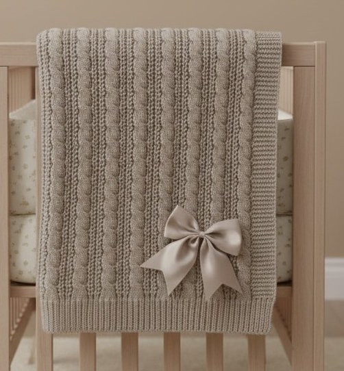 Soft Touch 4ABP16-BI 5023797315442 STABP16-BI Deluxe Biscuit Cable Knit Wrap with Bow