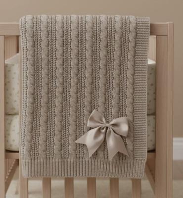 STABP16-BI  Deluxe Biscuit Cable Knit Wrap with Bow 