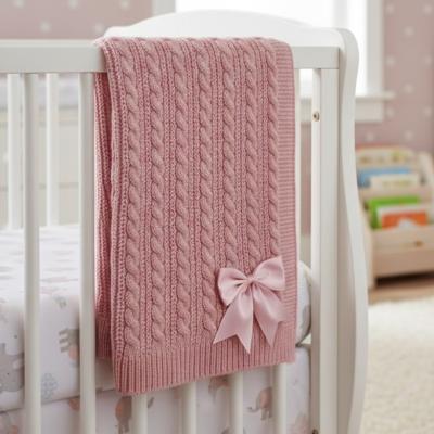 STABP16DP  Deluxe Dusky Pink Cable Knit Wrap with Bow 