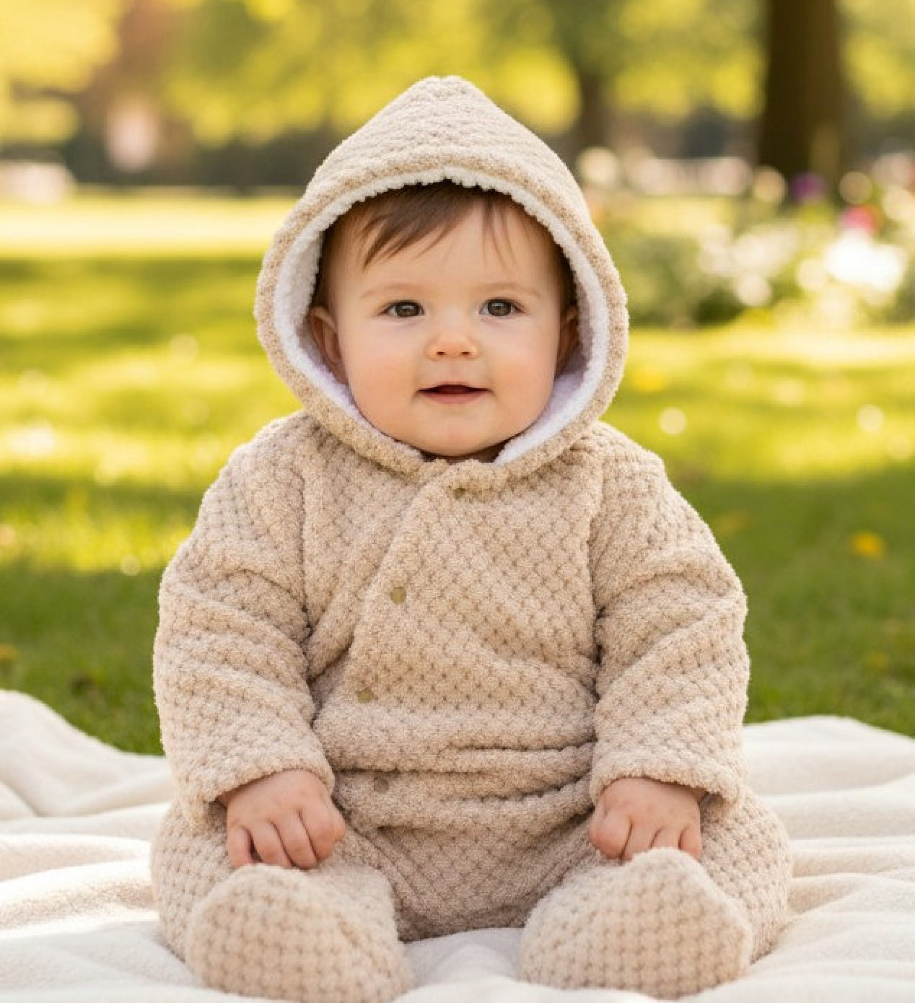 Soft Touch 4AL110-COF 5023797318443 STAL110COF Coffee Waffle All In One with Hood (3-9 months)