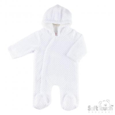 Soft Touch 4AL110-W 5023797318467 STAL110W White Waffle All In One with Hood (3-9 months)