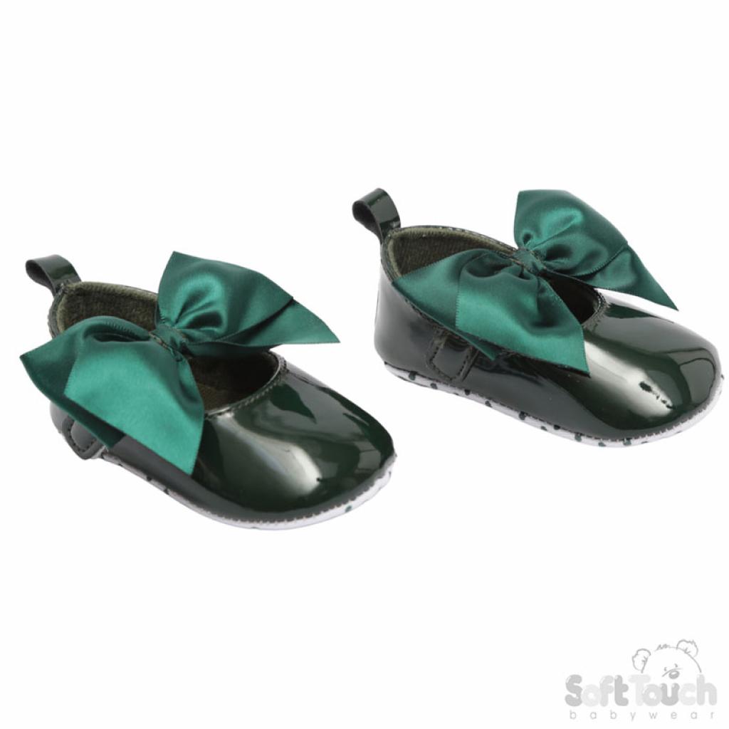 Soft Touch 3B2228-GR 5023797211331 STB2228-Gr Green Patent Shoe With Bow (Nb-12 months)