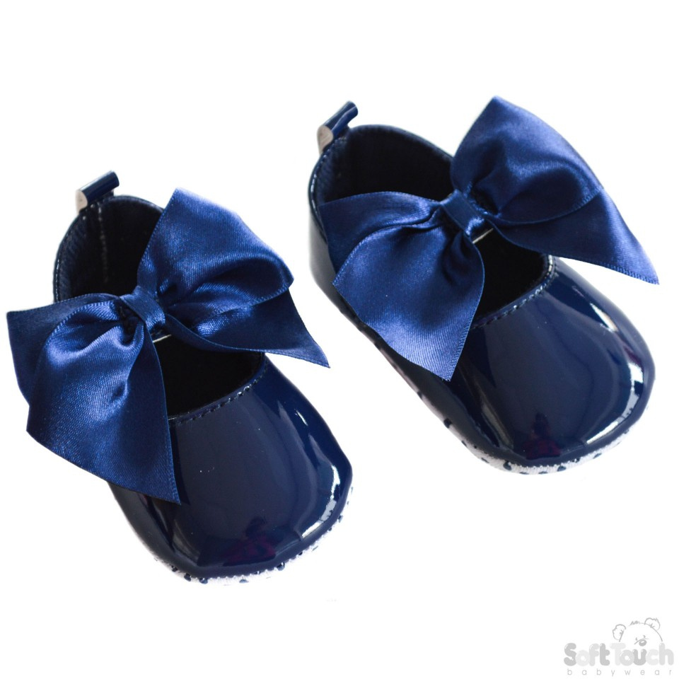 Soft Touch 3B2228-N 5023797210631 STB2228-N Navy Patent Shoe With Bow (0-12 months)