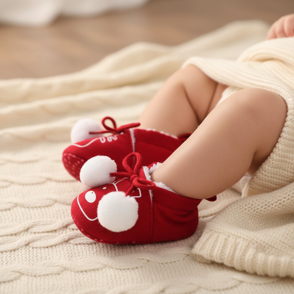 Soft Touch  5023797210495 STB2244X Santa & Reindeer Shoes (0-12 months)
