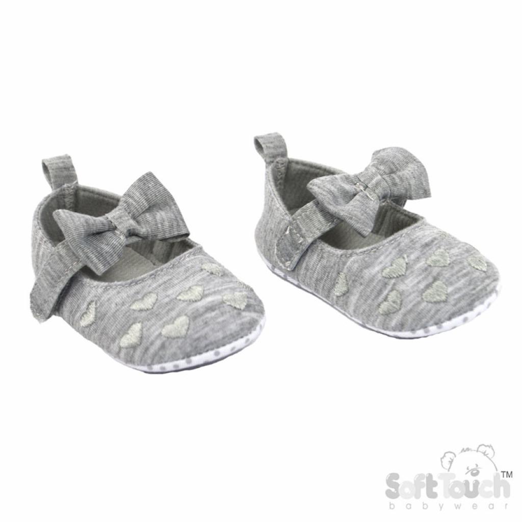 Soft Touch B2284-G 5023797211485 STB2284-G Grey Bow and heart shoe(6-15 Months)