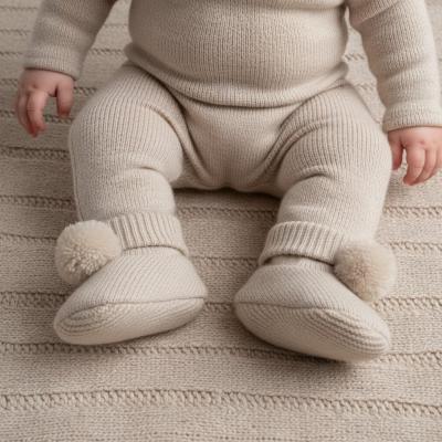 STB455-CO  Coffee Pom Pom Booties 
