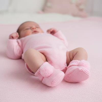 STB455-P  Pink Pom Pom Booties 