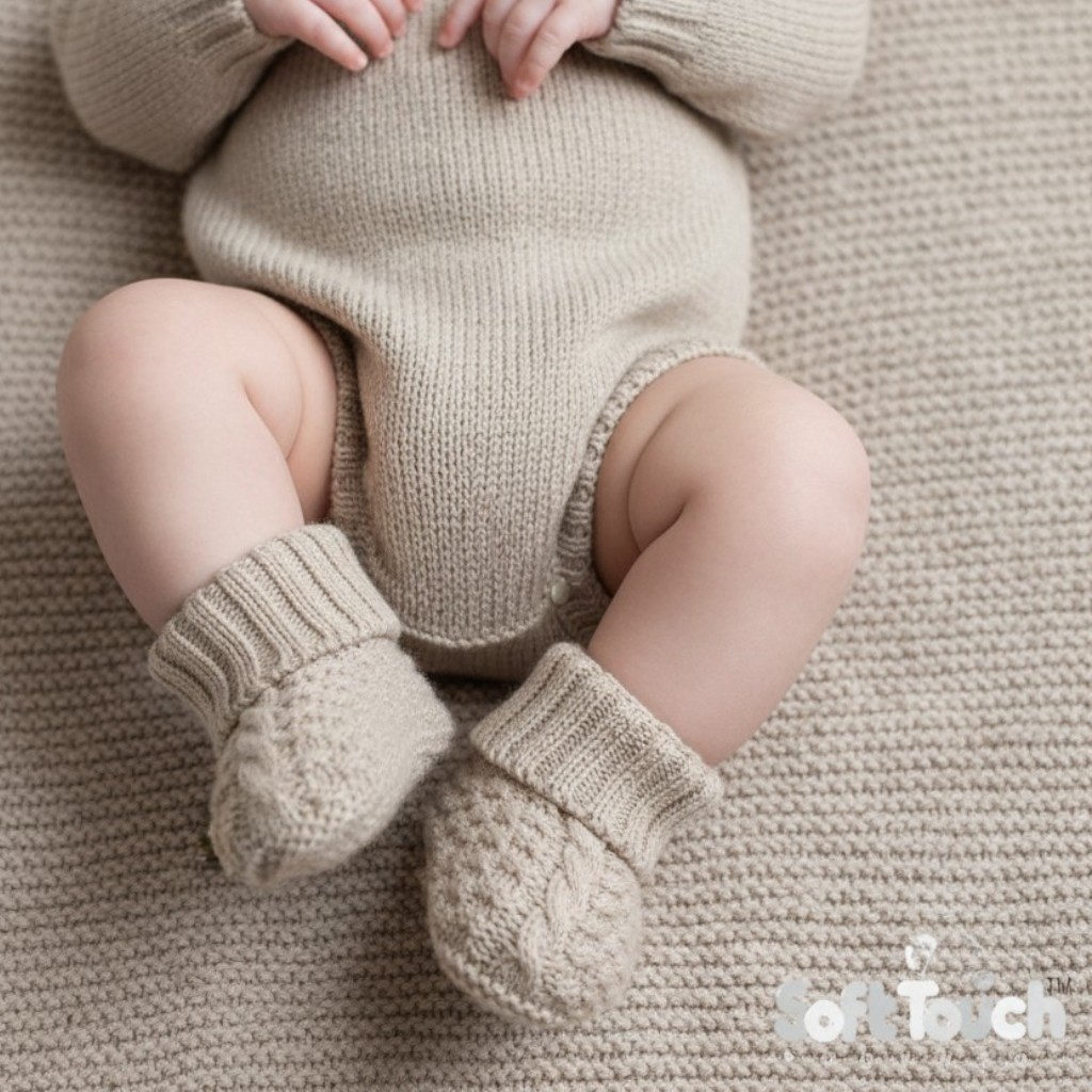 Soft Touch 3B460-Bi 5023797 212093 STB460-Bi Biscuit Premium Cotton Knitted Booties