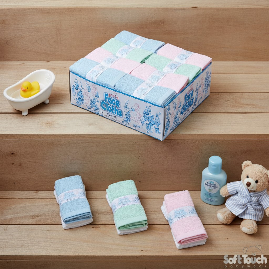 Soft Touch 1BF02-DB 15023797100536 STBF02 Assorted Twin pack  Face Cloths